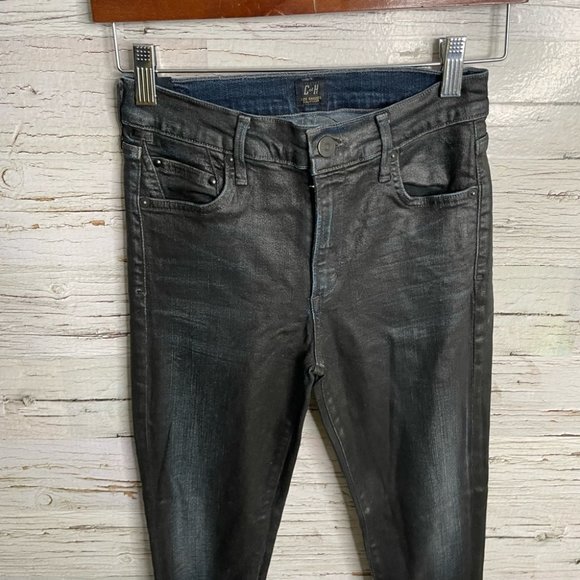 Citizens of Humanity Rocket Slick High Rise Jeans Coated Black Skinny Size 29 - Picture 6 of 11